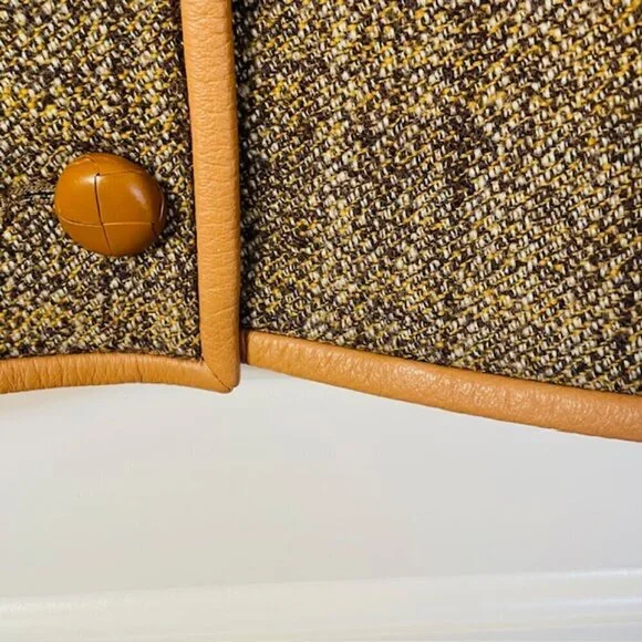 Lafayette 148 New York Highlands Leather Trim Wool Boucle Tweed Jacket Large - Picture 6 of 11